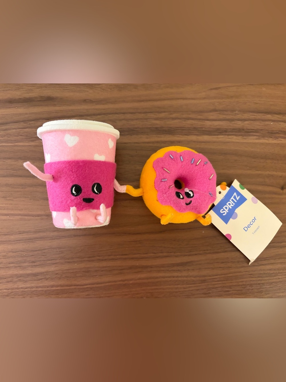 Spritz Coffee Cup & Donut Plush Decor Set New with Tags